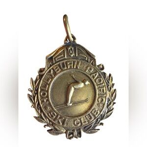 Hollyburn Pacific Ski Club Gold Medal Pendant sterling silver 1920s